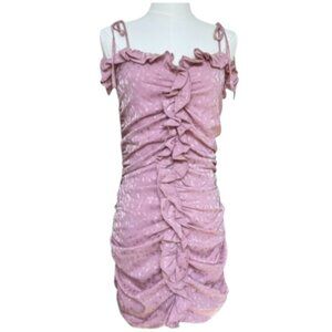 Lovers + Friends Mauve Ruched Ruffle Mini Dress S